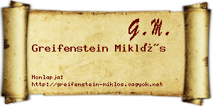Greifenstein Miklós névjegykártya
