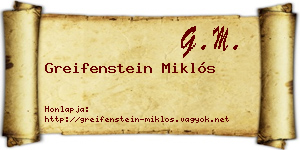 Greifenstein Miklós névjegykártya